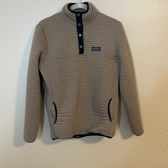 Simply Southern Light Beige Zip Up Sweater with Ribbed Texture Small - Picture 2 of 7